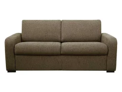 Vente-unique Slaapbank Met Matras-3-Zits Express Slaapbank Van Olijfgroene Stof - Matras 14 Cm - Bevis