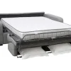 Vente-unique Slaapbank Met Matras-3-Zits Express Slaapbank Van Grijze Stof - Matras 18 Cm - Bevis