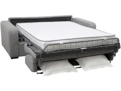 Vente-unique Slaapbank Met Matras-3-Zits Express Slaapbank Van Grijze Stof - Matras 18 Cm - Bevis