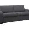 Vente-unique Slaapbank Met Matras-3-Zits Express Slaapbank Van Antraciete Stof - Matras 18 Cm - Bevis