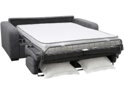 Vente-unique Slaapbank Met Matras-3-Zits Express Slaapbank Van Antraciete Stof - Matras 14 Cm - Bevis