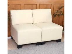 Vente-unique Kunstleren Zitbank-2-Zits Moncalieri, Creme, Zonder Armleuningen