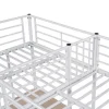 Vente-unique Kinderbed Hoogslaper-2-Zits Tussenbed - 2 X 90 X 200 Cm - Met Hoekbureau En Ladders - Metaal - Wit