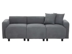 ModernLuxe Driezitsbank-3-Zitsbank In Chenille-Stof Met 2 Kussens - Slaaphoogte 211 Cm - Grijs