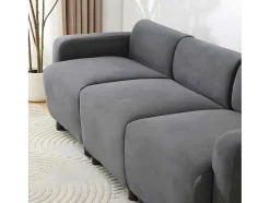 ModernLuxe Driezitsbank-3-Zitsbank In Chenille-Stof Met 2 Kussens - Slaaphoogte 211 Cm - Grijs