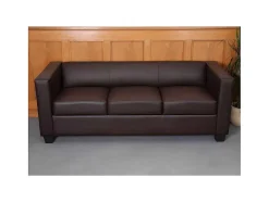 Vente-unique Kunstleren Zitbank-3-Zitsbank Lille, Kunstleder, Koffie