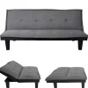 Vente-unique Klik-Klak En Bz Slaapbank-3-Zitsbank Mcw-C87, Textiel, Donkergrijs
