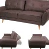 Vente-unique Klik-Klak En Bz Slaapbank-3-Zitsbank Mcw-J19, Stof/Textiel Bruin