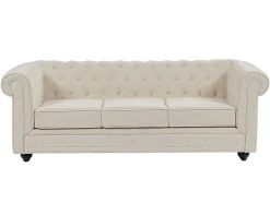 Vente-unique Chesterfield Zitbank-3-Zitsbank Van Beige Stof Chesterfield