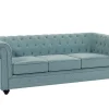 Vente-unique Chesterfield Zitbank-3-Zitsbank Van Lichtblauwe Stof Chesterfield