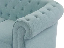 Vente-unique Chesterfield Zitbank-3-Zitsbank Van Lichtblauwe Stof Chesterfield