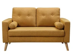 Vente-unique Scandinavisch-2-Zitsbank Van Stof Met Woleffect Tatum - Geel