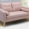 Vente-unique Scandinavisch-2-Zitsbank Van Stof Met Woleffect Tatum - Poederrose