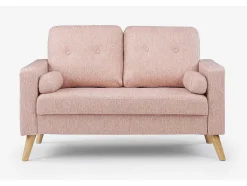 Vente-unique Scandinavisch-2-Zitsbank Van Stof Met Woleffect Tatum - Poederrose