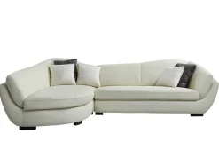 PASCAL MORABITO Designer Zitbank-5-Zitshoekbank In Buffelleer Caipi - Ivoorkleur - Hoek Links - Van