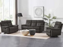 Vente-unique Relaxbanken Met Manuele Relaxfunctie-3-Zits-Relaxbank Van Bruin Leer Vineta