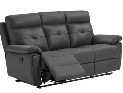 Vente-unique Relaxbanken Met Manuele Relaxfunctie-3-Zits-Relaxbank Van Grijs Leer Vineta
