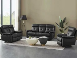 Vente-unique Relaxbanken Met Manuele Relaxfunctie-2-Zits-Relaxbank Van Zwart Leer Vineta