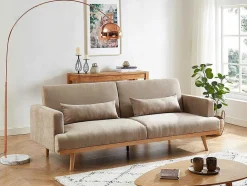 Vente-unique Scandinavisch-3-Zitsslaapbank Van Stof Esme - Beige