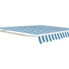 Vente-unique Buitenzonwering-Zonnewering Paleas - Handmatig - 3,95 X 2,5M - Blauw En Wit