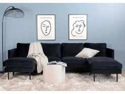 Vente-unique Stoffen Zitbank-Zoom Bank Ubank Velours Zwart.