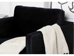 Vente-unique Aanbiedingen: Zitbank & Fauteuil-Zoom Fauteuil Velours Zwart.