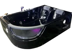 ELITESHOPPING Massagebad-Zwart Bubbelbad 180 X 120 Cm Chromotherapie 8 Jets Bluebell