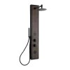 Shower & Design Douchekolom-Zwarte Douchekolom Met Massagestralen Met Houten Decoratie - H127 X L48,5 Cm - Ubala