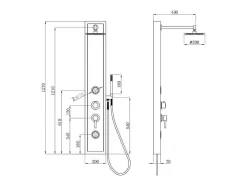 Shower & Design Douchekolom-Zwarte Douchekolom Met Massagestralen Met Houten Decoratie - H127 X L48,5 Cm - Ubala