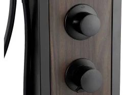 Shower & Design Douchekolom-Zwarte Douchekolom Met Massagestralen Met Houten Decoratie - H127 X L48,5 Cm - Ubala