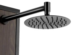 Shower & Design Douchekolom-Zwarte Douchekolom Met Massagestralen Met Houten Decoratie - H127 X L48,5 Cm - Ubala