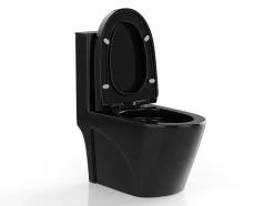 Vente-unique Staand Toilet-Zwarte Glanzende Wc Om Te Plaatsen Van Keramiek - Nagilam