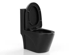 Vente-unique Staand Toilet-Zwarte Matte Wc Om Te Plaatsen Van Keramiek - Nagilam
