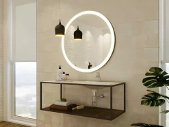 OZAIA Accessoires & Spiegels-Zwarte Ronde Lichtgevende Badkamerspiegel Met Leds - D. 80 Cm - Numea