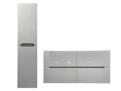 Vente-unique Dubbele Wastafel-Zwevend Wastafelmeubel Met Dubbel Inbouwbekken En Kast - Grijs - 120 Cm - Selita