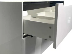 Vente-unique Dubbele Wastafel-Zwevend Wastafelmeubel Met Dubbel Inbouwbekken En Kast - Wit - 120 Cm - Selita