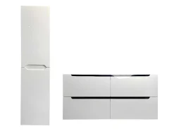 Vente-unique Dubbele Wastafel-Zwevend Wastafelmeubel Met Dubbel Inbouwbekken En Kast - Wit - 120 Cm - Selita