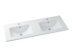 Vente-unique Dubbele Wastafel-Zwevend Wastafelmeubel Met Dubbel Inbouwbekken - Wit - 120 Cm - Selita